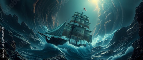 Epic ship sails through stormy seas