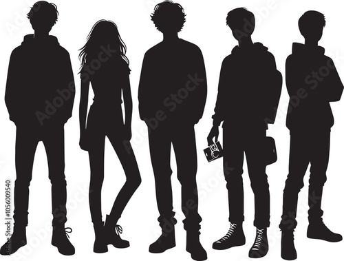 Group of Friends talking silhouette vector illustration isolated on a white background