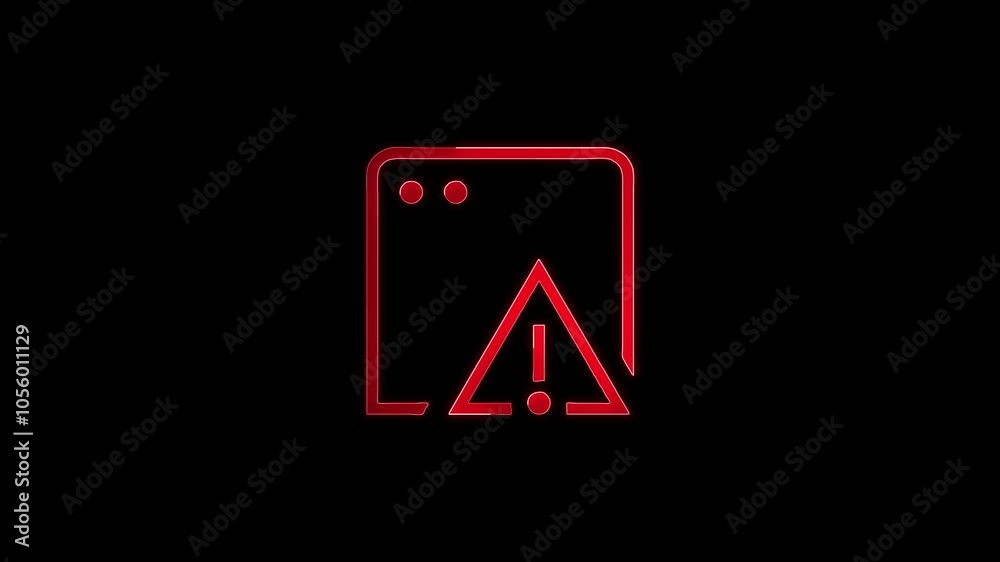 Animated flashing triangle warning sign on black transparent background. Loop. Animated flashing triangle warning sign on black transparent background. Loop.