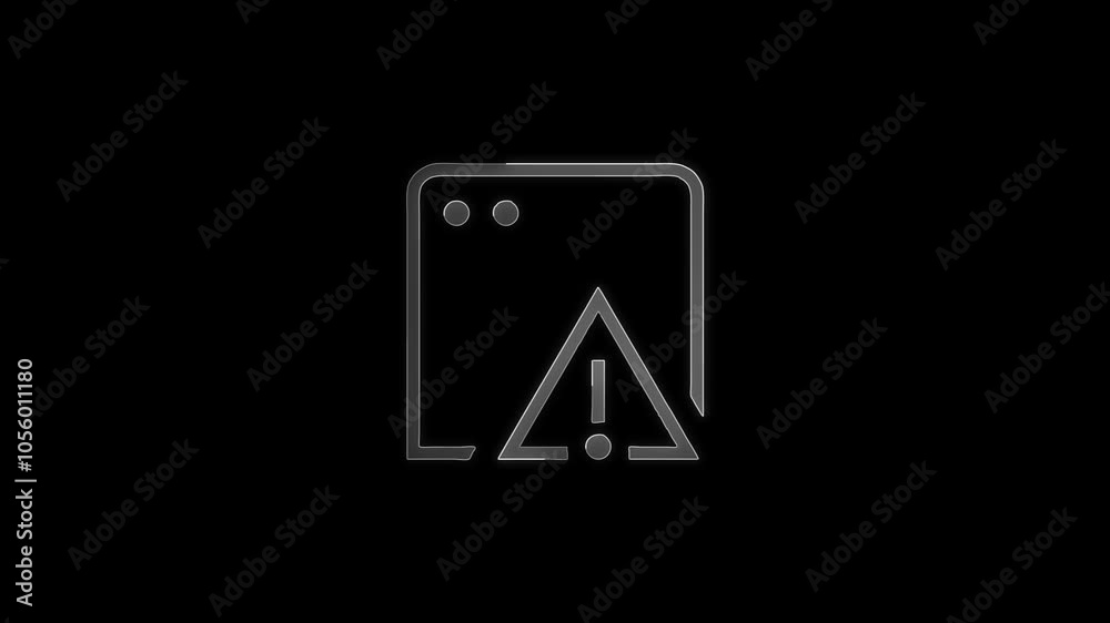 Animated flashing triangle warning sign on black transparent background. Loop. Animated flashing triangle warning sign on black transparent background. Loop.