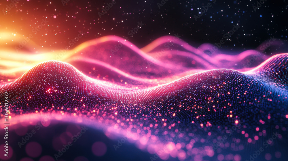 A mesmerizing view of glowing waves under a starlit sky inviting curiosity and wonder A mesmerizing view of glowing waves under a starlit sky inviting curiosity and wonder