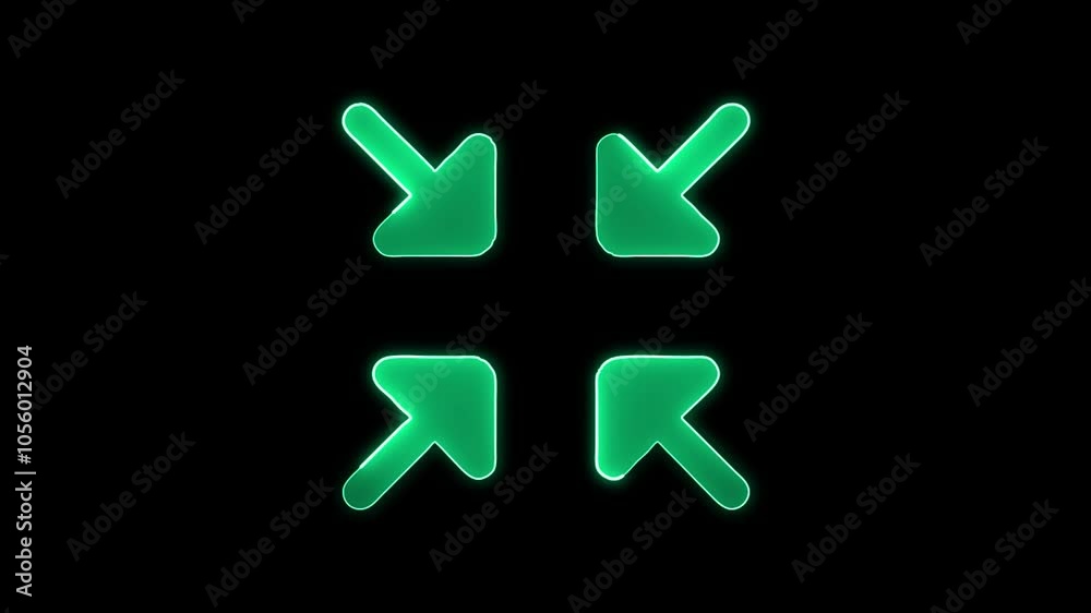 Hand Drawn Puffy Arrow Isolated on black Chroma Key Screen. Doodle Balloons Style Animated Arrow Design Element.