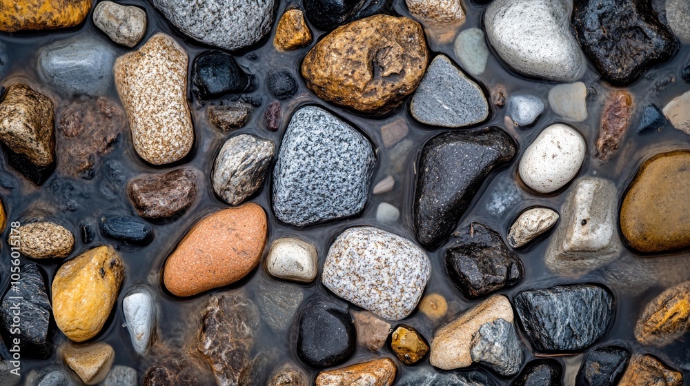 A close-up view of various smooth stones in water, showcasing natural textures and colors. A close-up view of various smooth stones in water, showcasing natural textures and colors.