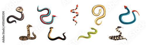 Venomous Snake and Serpent of Different Type Vector Set