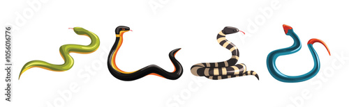 Venomous Snake and Serpent of Different Type Vector Set