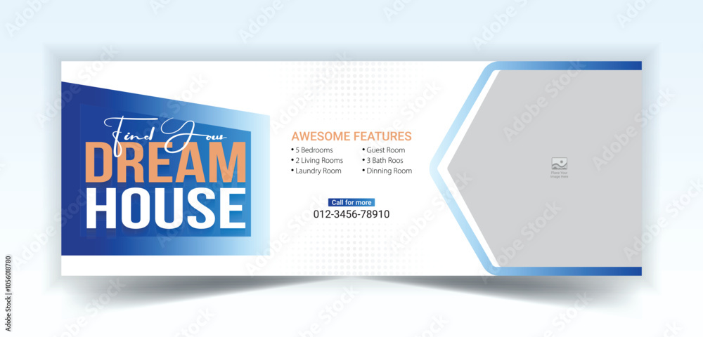 Real estate house property Facebook cover banner template