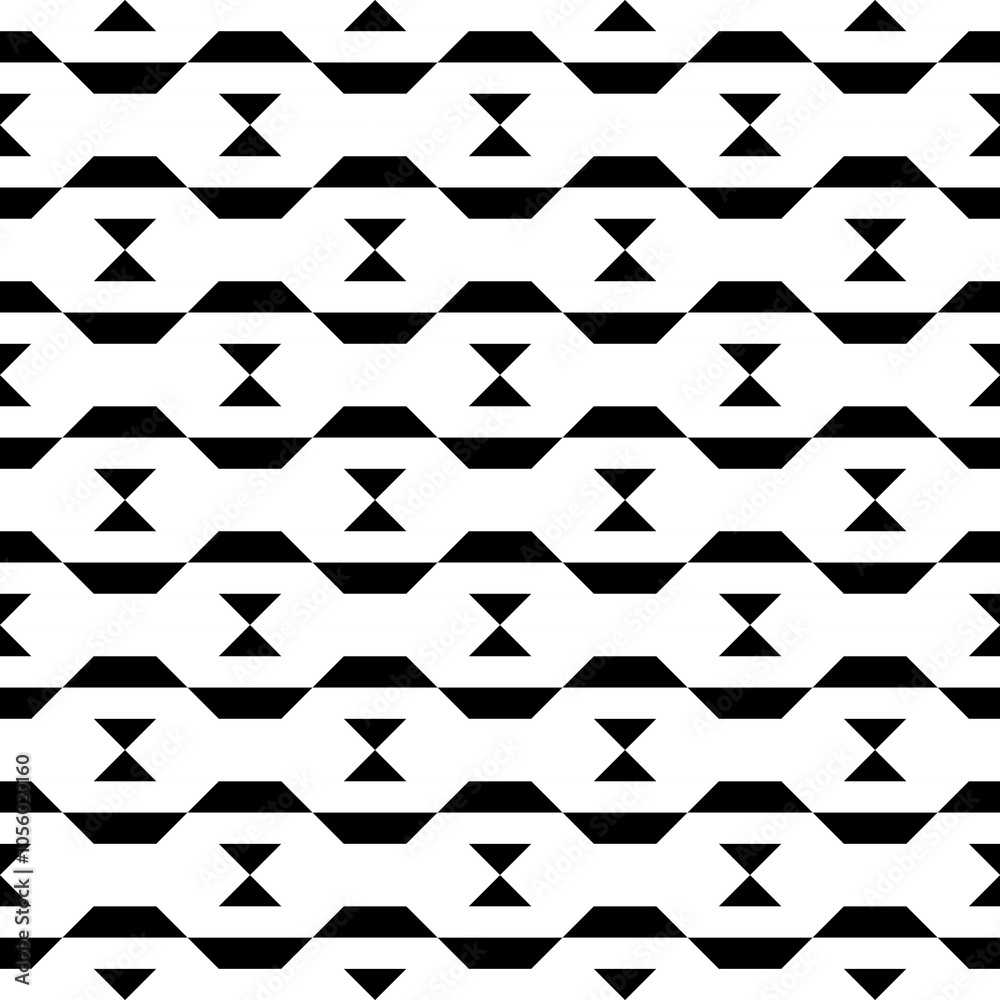 Obraz premium Seamless pattern with geometric motifs in black and white