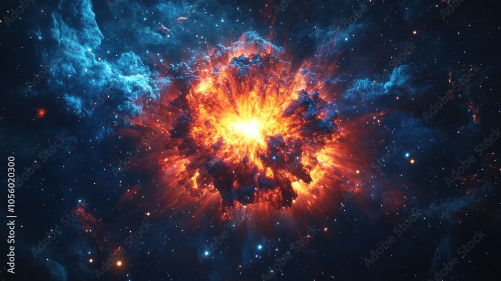 Cosmic Explosion in a Starry Nebula Cosmic Explosion in a Starry Nebula