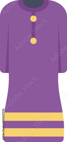 Flat vector illustration featuring a purple kurta with golden stripes, perfect for representing festive occasions