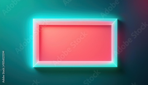 Neon frame on a wall with a red background