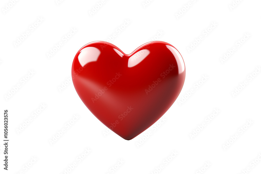 A glossy red heart shape representing love and affection, isolated on a white background. A glossy red heart shape representing love and affection, isolated on a white background.