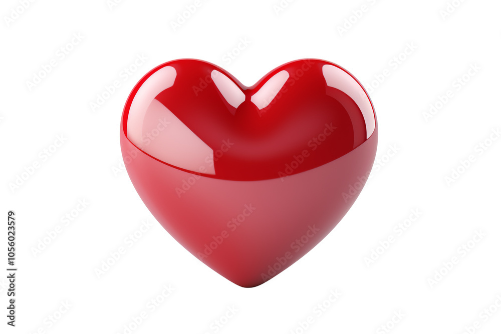 Fototapeta premium A glossy red heart symbolizes love and affection, perfect for romantic themes.