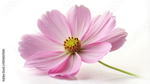 soft pink cosmo petal on a white background with depth of field