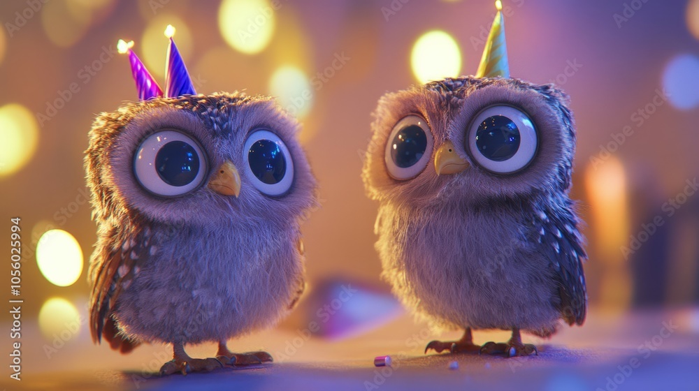 Fototapeta premium cute owls that are having a party 