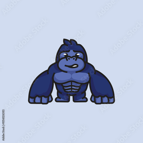 Cute King Kong Vector Icon Illustration Animal Nature Flat Cartoon Style