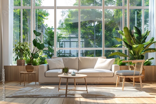 Modern Interior of Stylish Living Room ,Wall Mock Up, Frame , Poster with Beautiful Background, 3d render