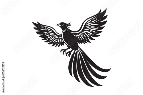 Resplendent Quetzal Silhouette vector illustration, Resplendent Quetzal Silhouette 