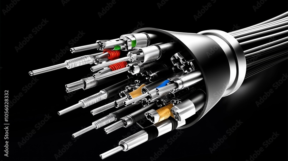 Close-up of a bundle of wires with multiple connectors. Close-up of a bundle of wires with multiple connectors.