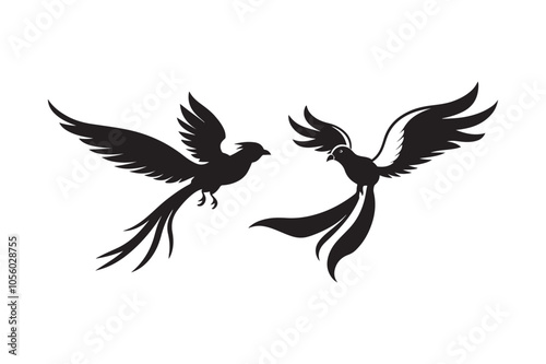 Resplendent Quetzal Silhouette vector illustration, Resplendent Quetzal Silhouette 