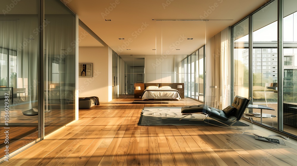 Fototapeta premium Modern Interior of Stylish Living Room ,Wall Mock Up, Frame , Poster with Beautiful Background, 3d render