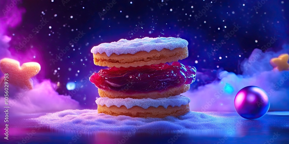 Festive Linzer cookies filled with fruit jam and dusted with powdered sugar, perfect for holiday celebrations Festive Linzer cookies filled with fruit jam and dusted with powdered sugar, perfect for holiday celebrations