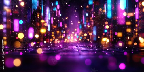 Wallpaper Mural Defocused glittering lights creating a bokeh effect in a futuristic backdrop, showcasing a trendy color palette for modern design Torontodigital.ca