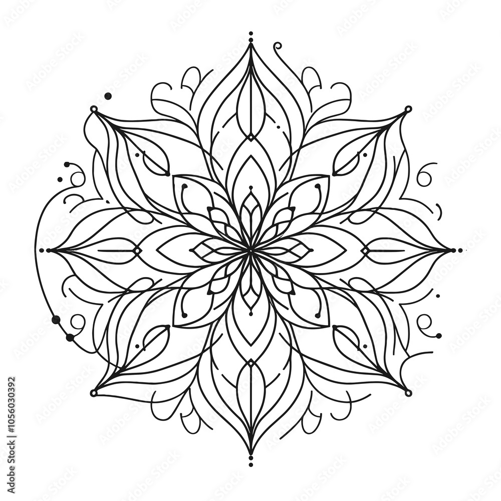 Floral mandala in single-line minimalist style, AI Generation Floral mandala in single-line minimalist style, AI Generation