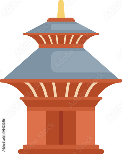 Asian religious architecture with tiled roof and decorative elements typical of nepal