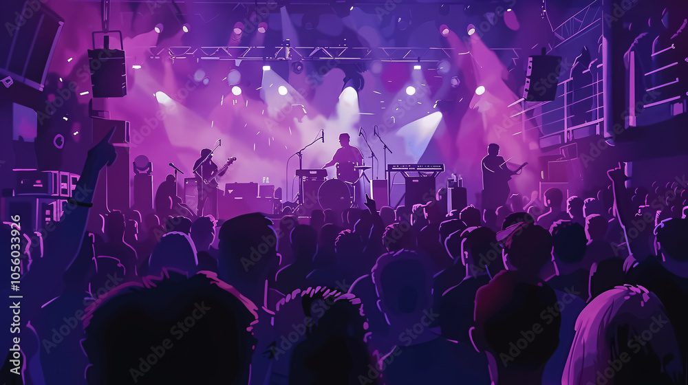 Enthusiastic audience at a concert hall enjoying the band�s performance. Enthusiastic audience at a concert hall enjoying the band�s performance.