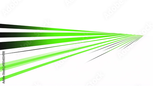 Dynamic Green Lines Create a Vibrant Pattern Stretching Across a Minimalist White Background