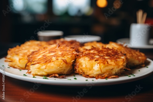 Close up of hashbrowns in a restaurant