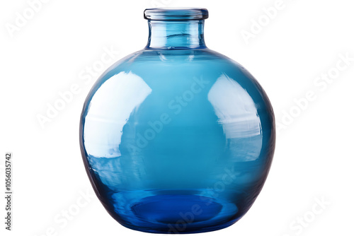 Elegant blue glass vase on a white isolated background, perfect for decor and floral arrangements.