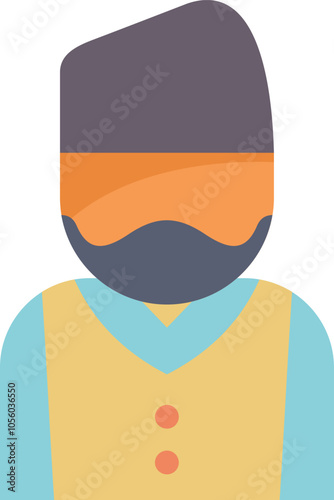 Bearded man wearing a taqiyah, a short rounded cap worn for religious purposes, especially by muslim men