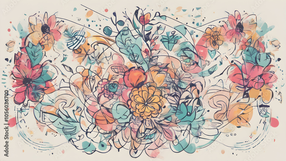 Abstract floral background elements for design. AI generated image. AI generated image Abstract floral background elements for design. AI generated image. AI generated image