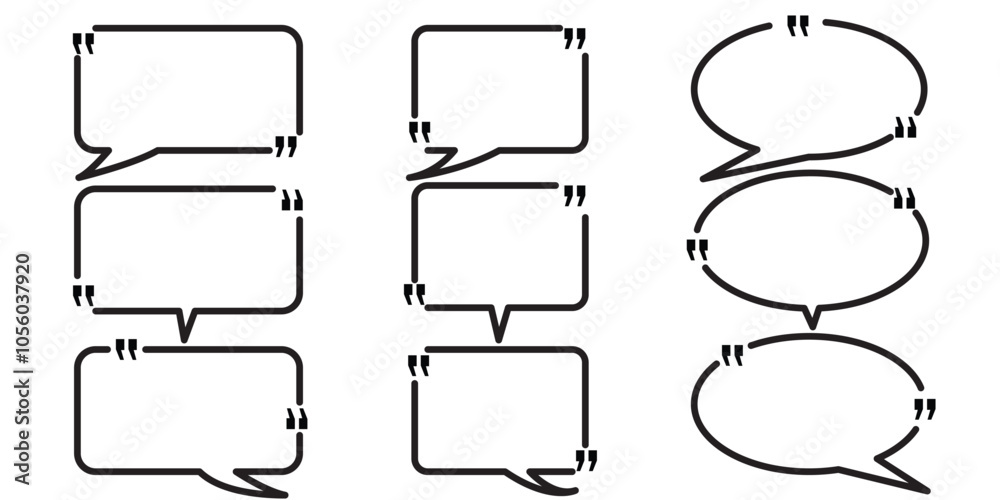 Obraz premium quotes box frame collection, quotes box icon, quotes text in speech bubble, speech bubble boxes with quotation mark illustration