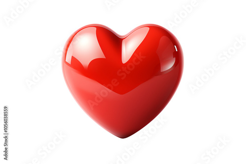 Glossy red heart symbol on a white background, representing love and affection.