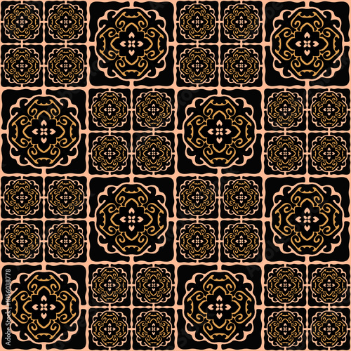 Art Nouveau Seamless repeating tile geometric decorative pattern