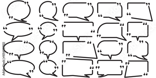 quotes box frame vector, speech bubble quotes box, quotes box icon collection set 