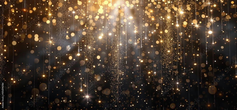 Abstract Golden Lights Falling on Black Background Abstract Golden Lights Falling on Black Background