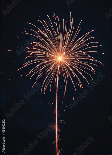 vector of orange fireworks explodes in the night sky with a pyrotechnic display