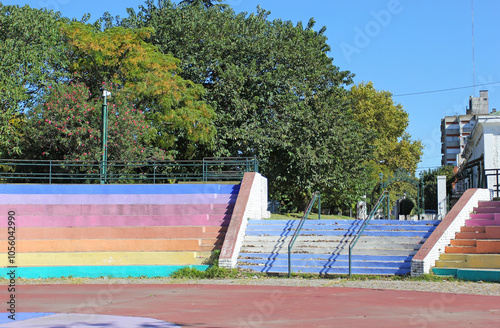 The old rainbow stairs in San Nicolas, Argentina