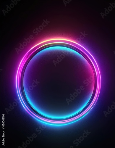 A neon circle with a black background