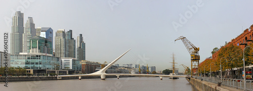 Buenos Aires harbor panorama with Woman's Bridge