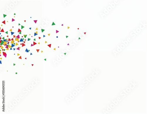 vector of a colorful display of colorful geometric shapes confetti and streamers on white background