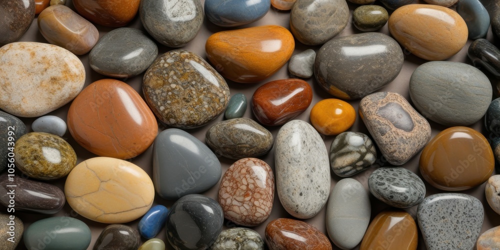 Smooth pebbles, colorful river rocks, close-up photography, polished stones, diverse textures, earthy tones, rounded shapes, natural materials, beach stones, zen arrangement, geological variety, miner Smooth pebbles, colorful river rocks, close-up photography, polished stones, diverse textures, earthy tones, rounded shapes, natural materials, beach stones, zen arrangement, geological variety, miner