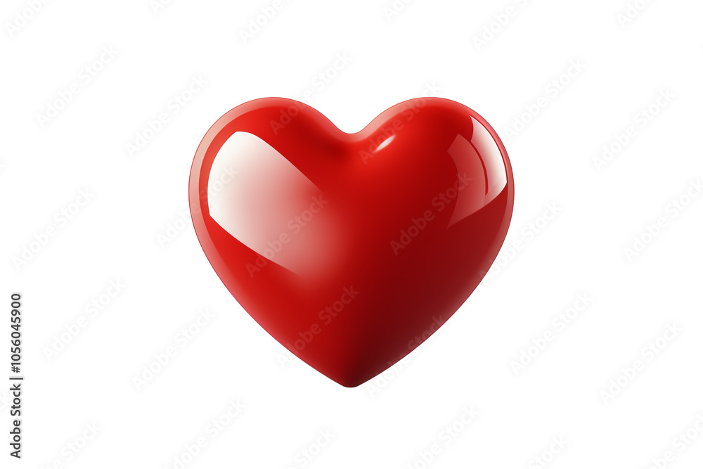 Shiny red heart symbol on a white isolated background, representing love and affection. Shiny red heart symbol on a white isolated background, representing love and affection.