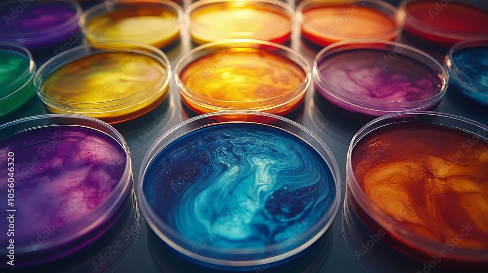 Colorful Liquid in Petri Dishes: A Science Experiment Colorful Liquid in Petri Dishes: A Science Experiment