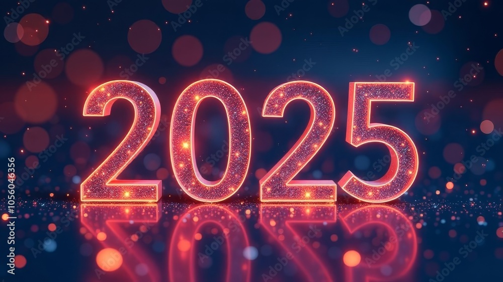 New Year card for the year 2025 with beautiful background. A happy new year is in the center of attention. The surroundings are emphasized. New Year card for the year 2025 with beautiful background. A happy new year is in the center of attention. The surroundings are emphasized.