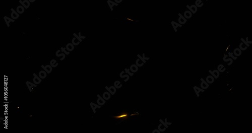 Golden curved frame with glowing geometric line. Yellow broken rectangle illuminated by 3d render luminous line moving along perimeter for design of effective electric led shows