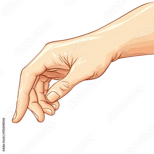 Grasping for Opportunity: A hand reaches out, fingers extended in a gesture of anticipation, symbolizing potential and the pursuit of goals, isolated on transparent background, cut out, png, cartoon